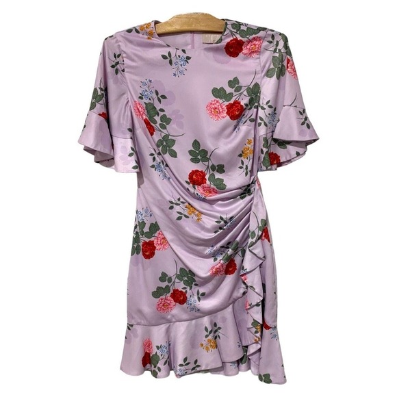 Keepsake the LabelDress Mini Floral Short Sleeve Ruffles Purple- Size Small